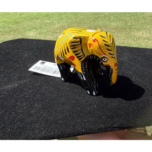 Hand Carved Hand Painted Wooden Elephant Mexico Yellow